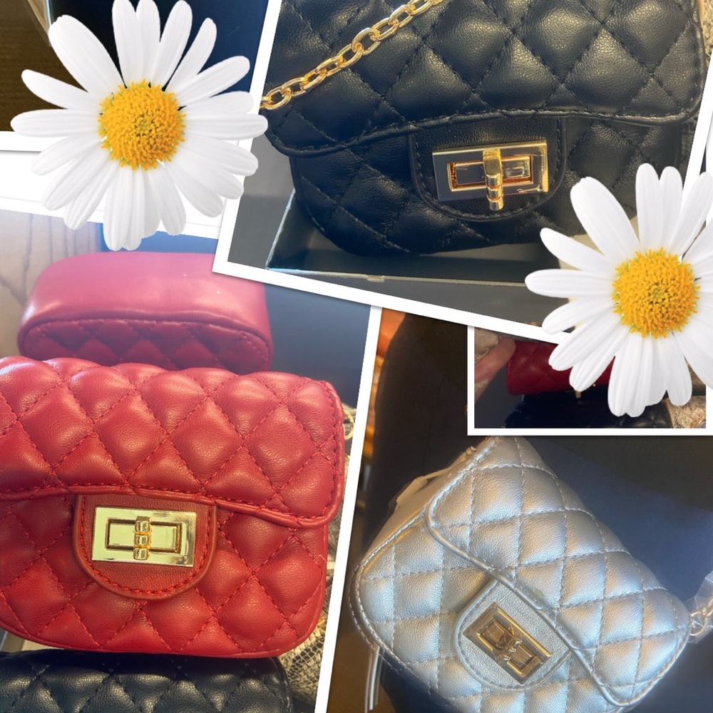 New mini crossbody quilted bag with gold hardware.